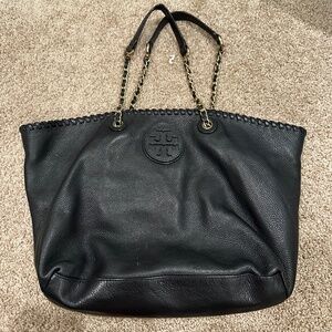 Tory Burch Leather Tote  with Gold Chain Straps